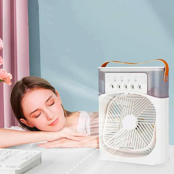 Ventilador 4 en 1 (Enfriador, Humidificador, Aire Led y Difusor de Aroma)