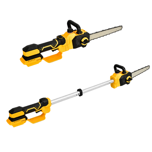 Motosierra inalámbrica profesional extensible con maletín y 2 baterías.