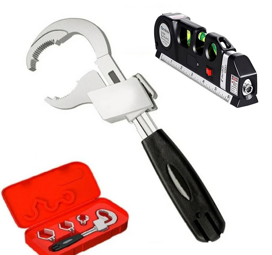 Llave Inglesa Multifuncional Para Baño + Nivel Láser con Cinta Métrica Pro 3